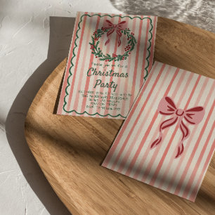Invitation Retro Red Green Drake Noël Bow Fête de la couronne