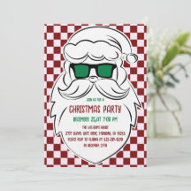 Retro Red Pink Checkered Santa Claus Christmas 