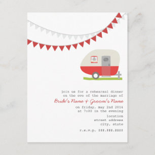 Invitation Retro Red Trailer Dîner de répétition Mariage
