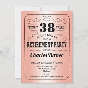 Invitation Retro Retirement Party - Rose Gold Black
