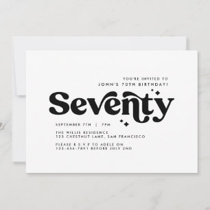 Invitation Retro retour blanc moderne minimaliste 70e anniver