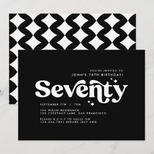 Invitation Retro retour blanc moderne minimaliste 70e anniver