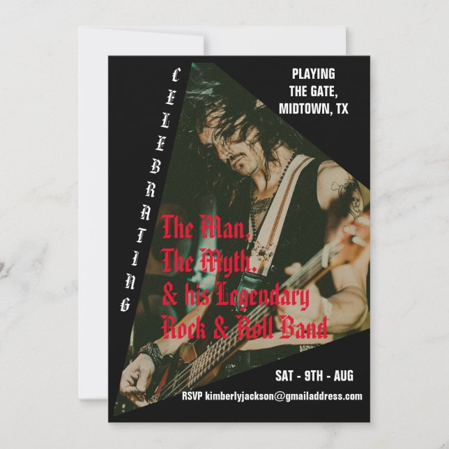 Invitation Retro Rock Band Photo Anniversaire (Devant)