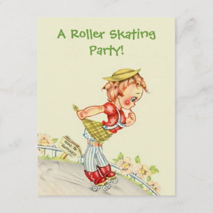 Invitation Retro Roller Skater Skater Party