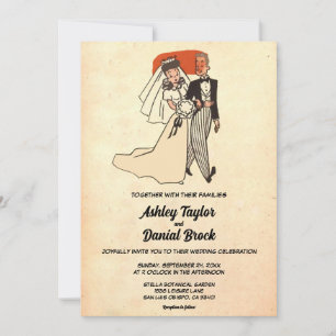 Invitation Retro Romantic Couple les années 50 Mariage de ban