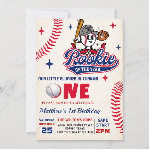 Invitation Retro Rookie Baseball 1er Anniversaire Photo