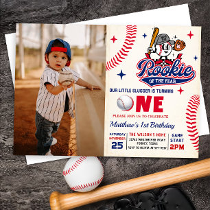Invitation Retro Rookie de l'année Baseball 1er anniversaire