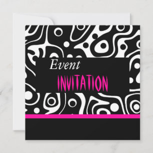 Invitation Rétro Rose Clair Sauvage Noir Blanc