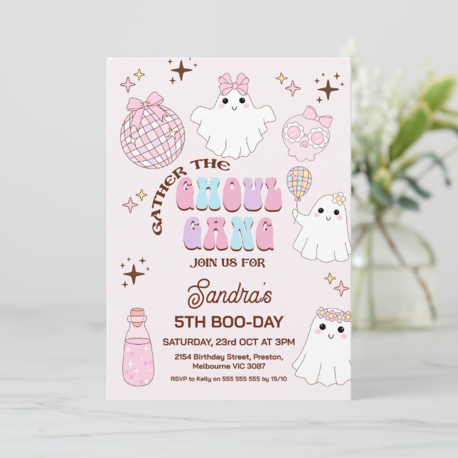 Invitation Retro Rose Halloween filles Ghoul Gang Anniversair (Debout devant)