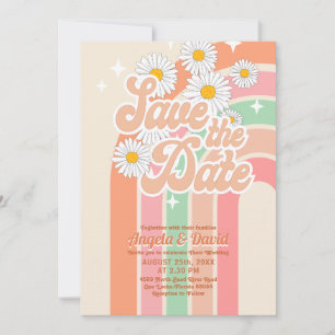 Invitation Retro rose orange arc-en-ciel Mariage enregistrer