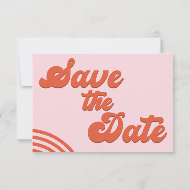 Invitation Retro Rose Rouge Arc Mariage Enregistrer La Date C (Devant)