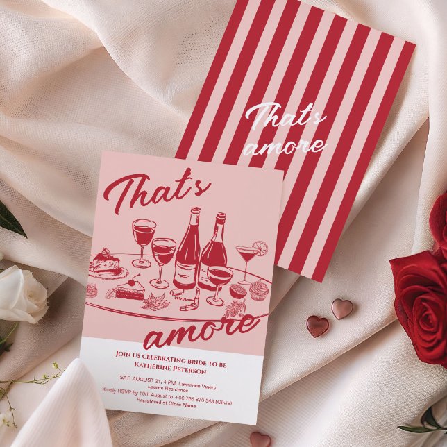 Invitation Retro rouge “c'est l'amour” Baby Shower de mariage (Créateur téléchargé)