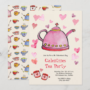 Invitation Retro Saint Valentin Galentines Tea Party Déjeuner