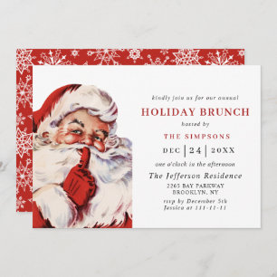 Invitation Retro Santa Claus Noël VACANCES BRUNCH