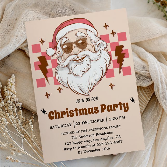Invitation Retro Santa Fête de Noël | Fêtes de fin d'année Vi (Créateur téléchargé)