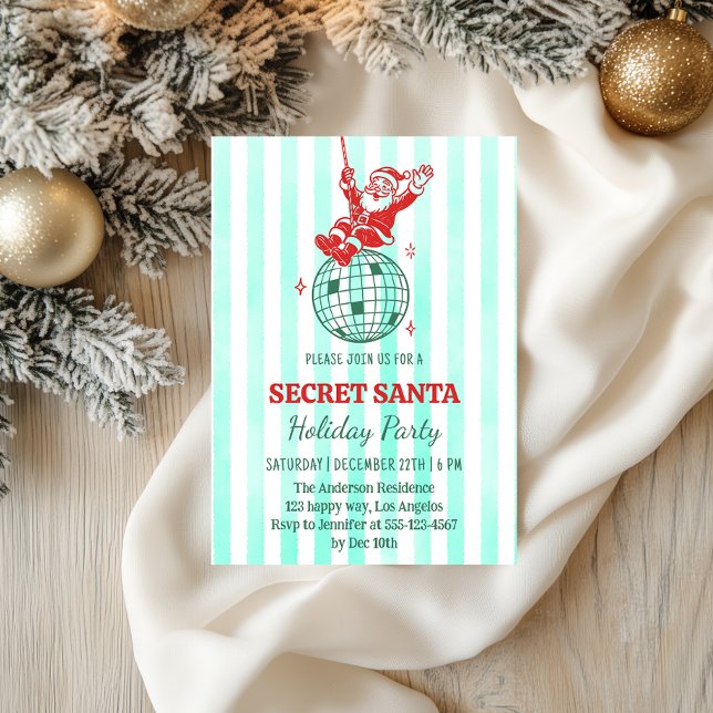 Invitation Retro Santa Secret Santa Fête de Noël             (Créateur téléchargé)