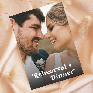 Invitation Retro Script Photo Minimaliste Dîner de répétition