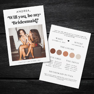 Invitation Retro Script Seras-Tu Ma Proposition De Bridesmaid