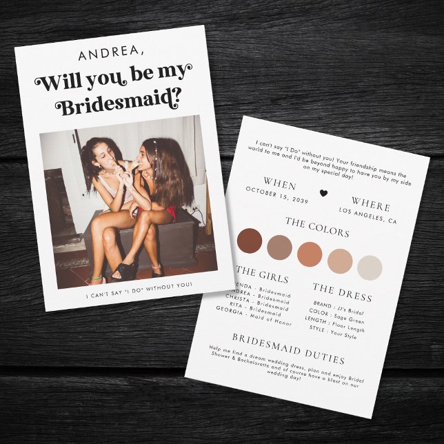 Invitation Retro Script Seras-Tu Ma Proposition De Bridesmaid (Créateur téléchargé)