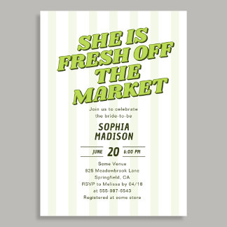 Invitation Retro She Is Fresh Off The Market Bridal Shower