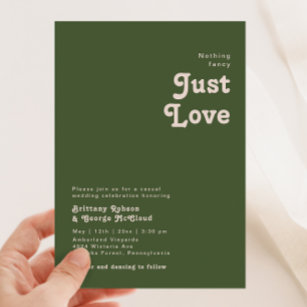 Invitation Rétro simple   Olive Green Nothing Fancy Mariage
