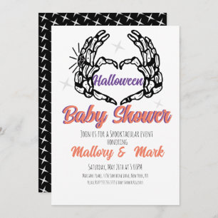 Invitation Retro Skeleton Halloween Baby shower