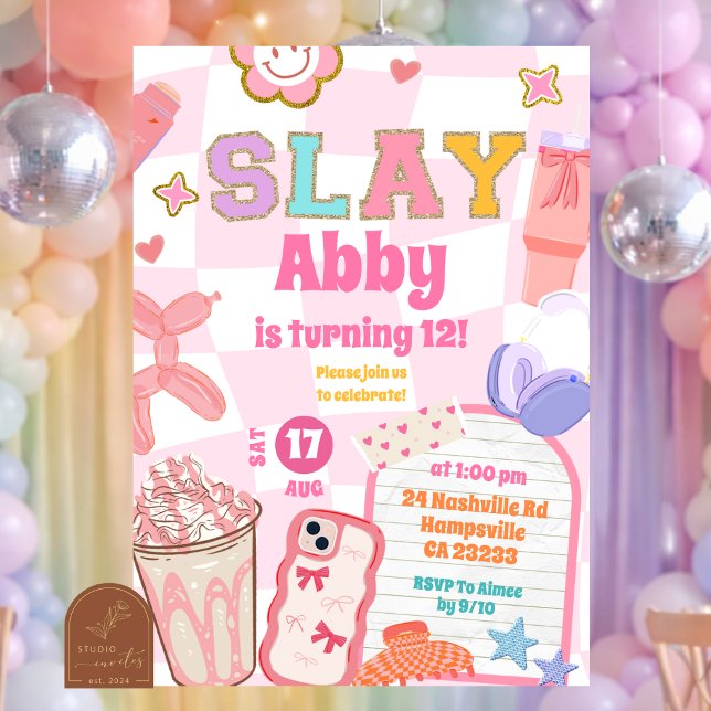 Invitation Retro Slay Aesthetic Tween Patch Party Birthday (Créateur téléchargé)