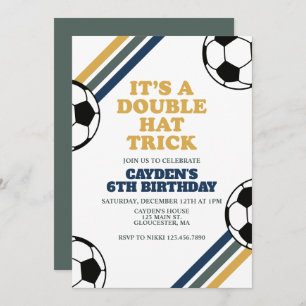 Invitation Retro Soccer Double Casquette Trick 6e anniversair