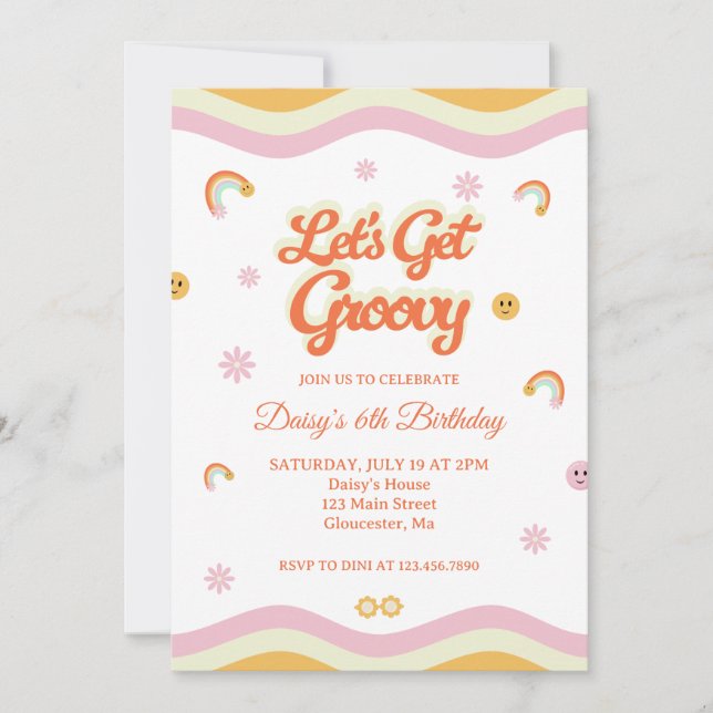 Invitation Retro Sourires Soyons Super Anniversaire (Devant)