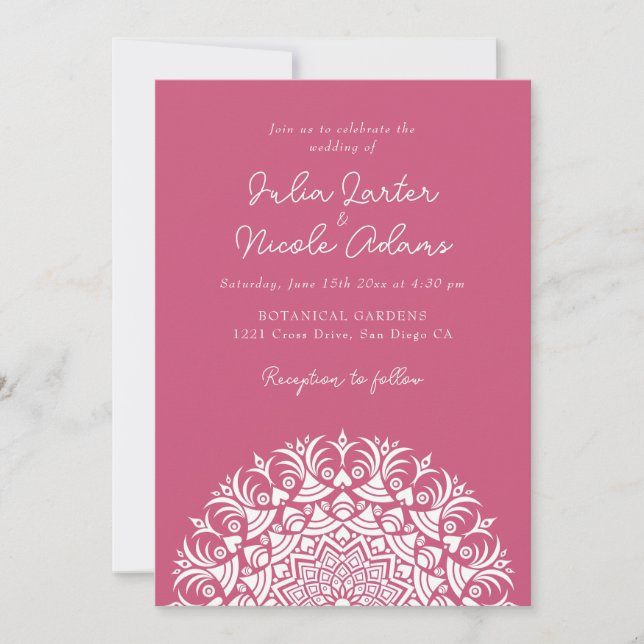 Invitation Retro Spanish Abstract Floral Mandala Wedding (Devant)