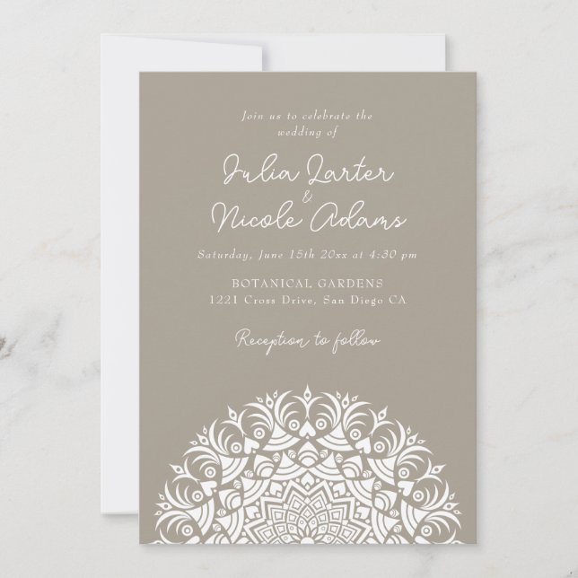 Invitation Retro Spanish Abstract Floral Mandala Wedding (Devant)