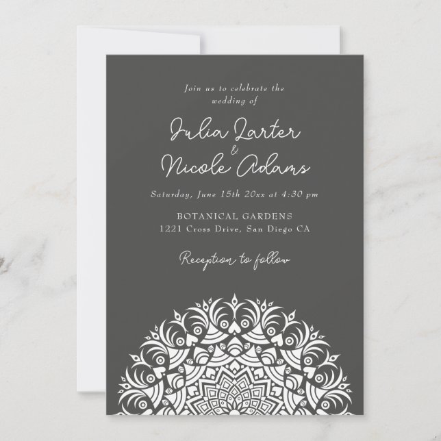 Invitation Retro Spanish Abstract Floral Mandala Wedding (Devant)