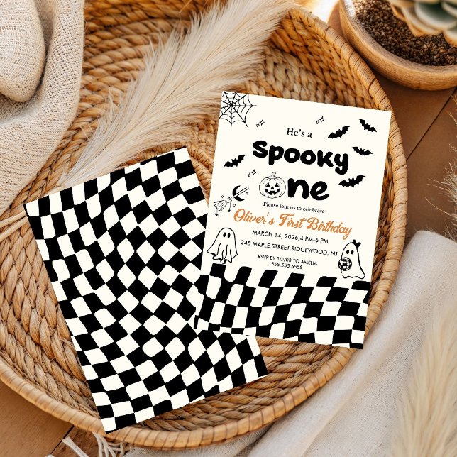 Invitation Rétro Spooky One Premier Anniversaire de Halloween (Créateur téléchargé)