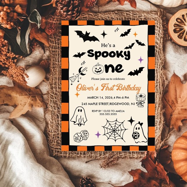 Invitation Rétro Spooky One Premier Anniversaire Halloween  (Créateur téléchargé)