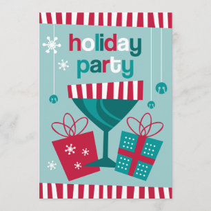 Invitation Retro Stripe Custom Holiday
