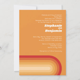 Invitation Retro Stripes - Terra Cotta Sunset Mariage moderne