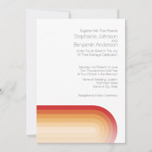 Invitation Retro Stripes - Terra Cotta Sunset Mariage moderne
