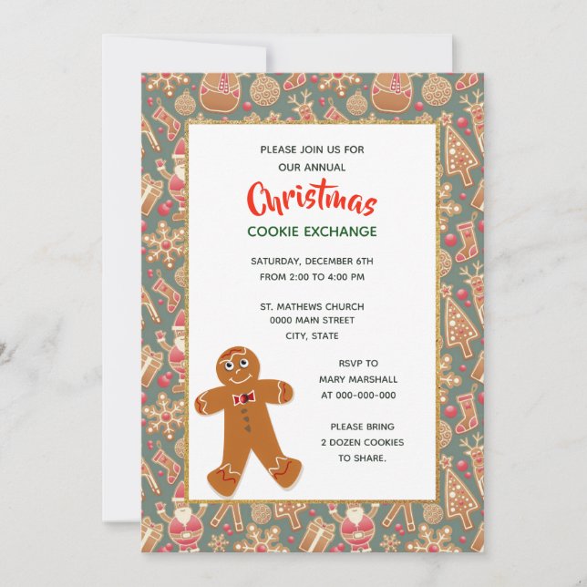 Invitation Retro Style Christmas Cookie Exchange Party (Devant)