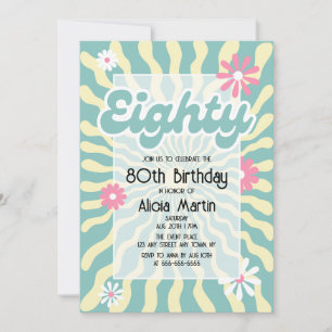 Invitation Retro Sun Wave Daisy 80e anniversaire