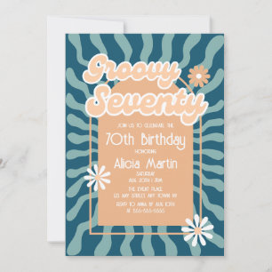 Invitation Retro Sun Wave Daisy Super Brown 70e anniversaire