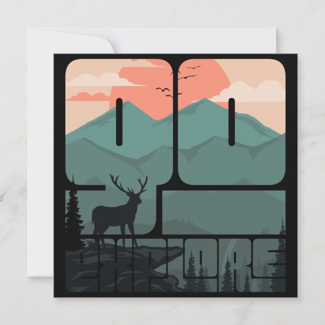 Invitation Retro Sunset Paysage Randonnée Aventure Explorez (Devant)
