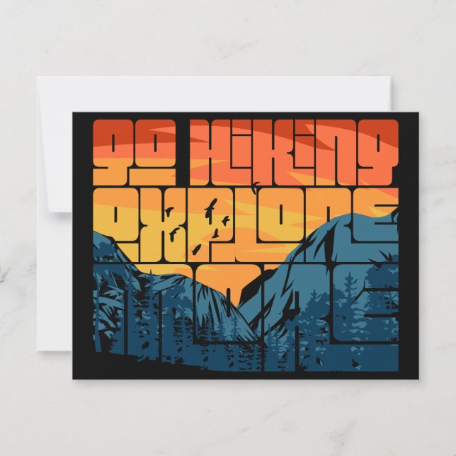 Invitation Retro Sunset Paysage Randonnée Aventure Explorez (Devant)