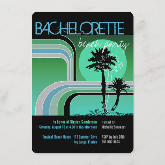 Invitation Retro Sunset Tropical Palm Tree Bachelorette Party