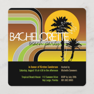 Invitation Retro Sunset Tropical Palm Tree Bachelorette Party