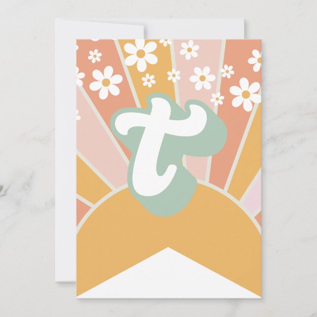 Invitation Retro Sunshine daisy boho floral bannière T (Devant)