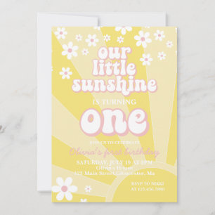 Invitation Retro Sunshine daisy boho premier anniversaire flo