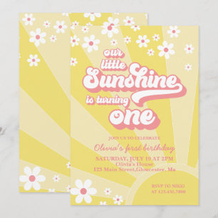 Invitation Retro Sunshine marguerite boho floral premier anni