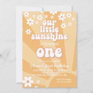 Invitation Retro Sunshine marguerite boho premier anniversair