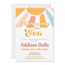 Retro Sunshine Sun Baby shower de garçon à thème