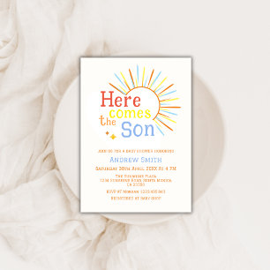 Invitation Retro Sunshine Voici Le Baby shower Fils
